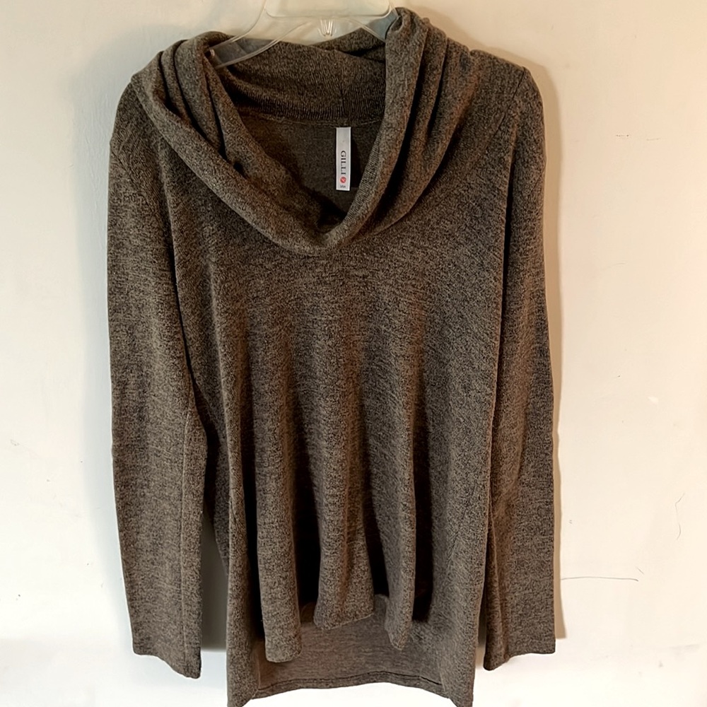 Gili Mock Neck Sweater Suede Elbow Patches Sz Medium